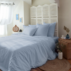 Housse de couette coton Neo bleu ciel