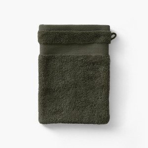 Lola II khaki green cotton washcloth