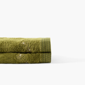 Serviette de toilette coton et viscose de bambou Silvalys vert mousse