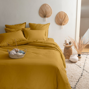 Housse de couette percale de coton Neo curry