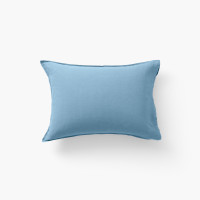 Taie d'oreiller rectangulaire lin et coton lavé Songe bleu baltique