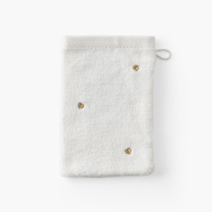 Gant de toilette coton Zéphire ivoire coeur