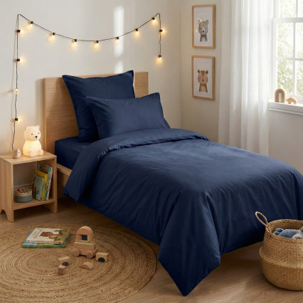 Housse de couette 240x220 cm Percale 100% coton TROPICAL bleu Emeraude
