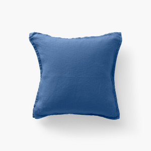 Housse de coussin lin lavé Songe bleu de chine