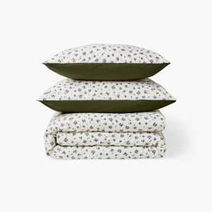 Parure de lit coton Neo Kaki myrtille