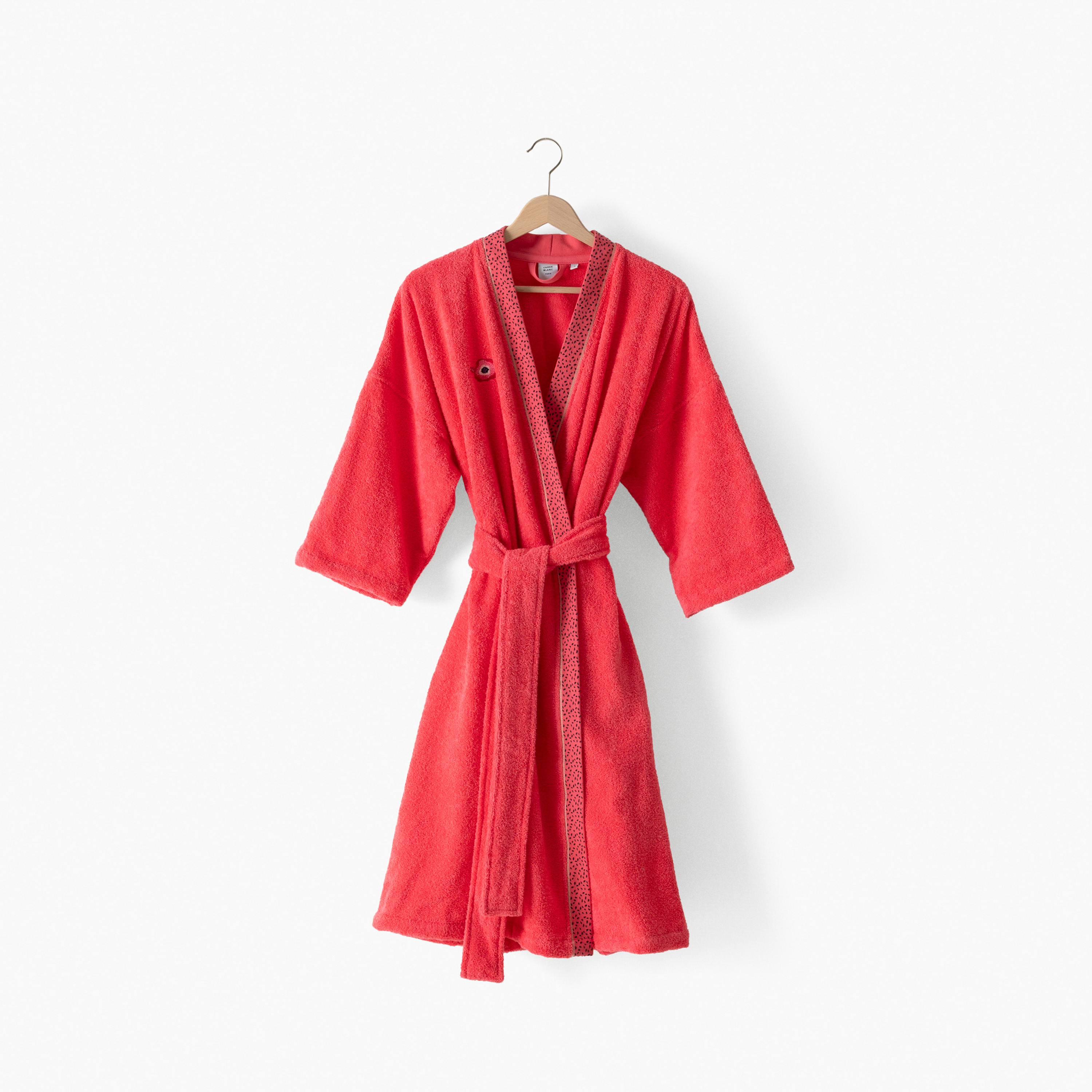 Peignoir femme coton col kimono Rosella coquelicot