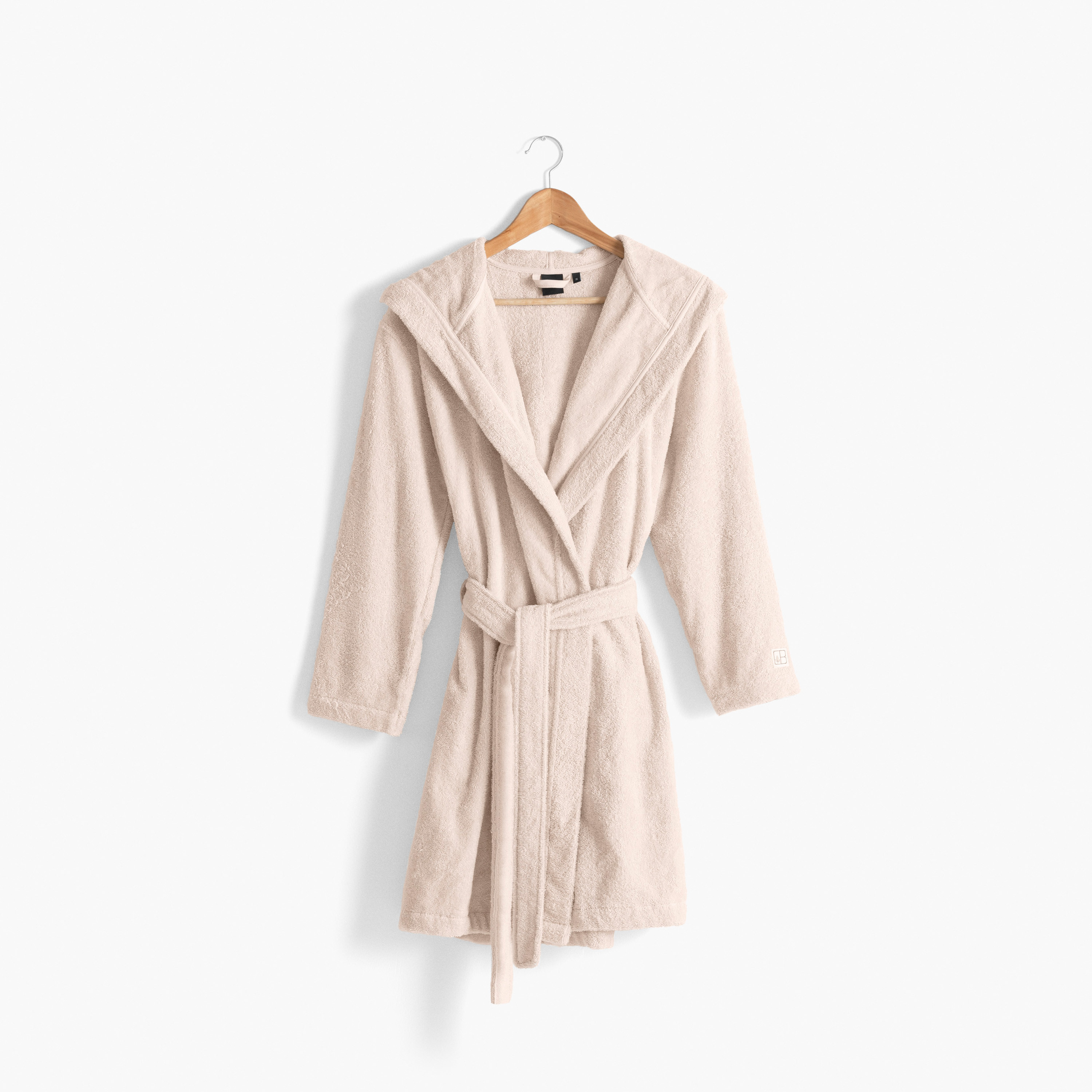 Women's bathrobe with hood in plain organic cotton Osmose natural