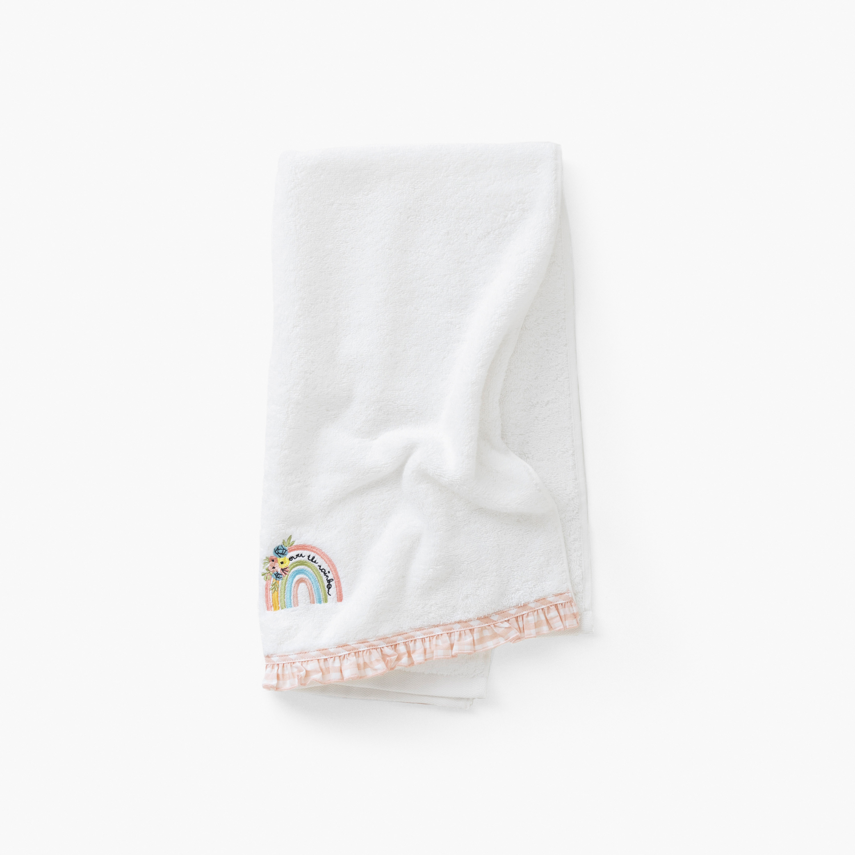 Embroidered organic cotton bath towel Rêve d'or white
