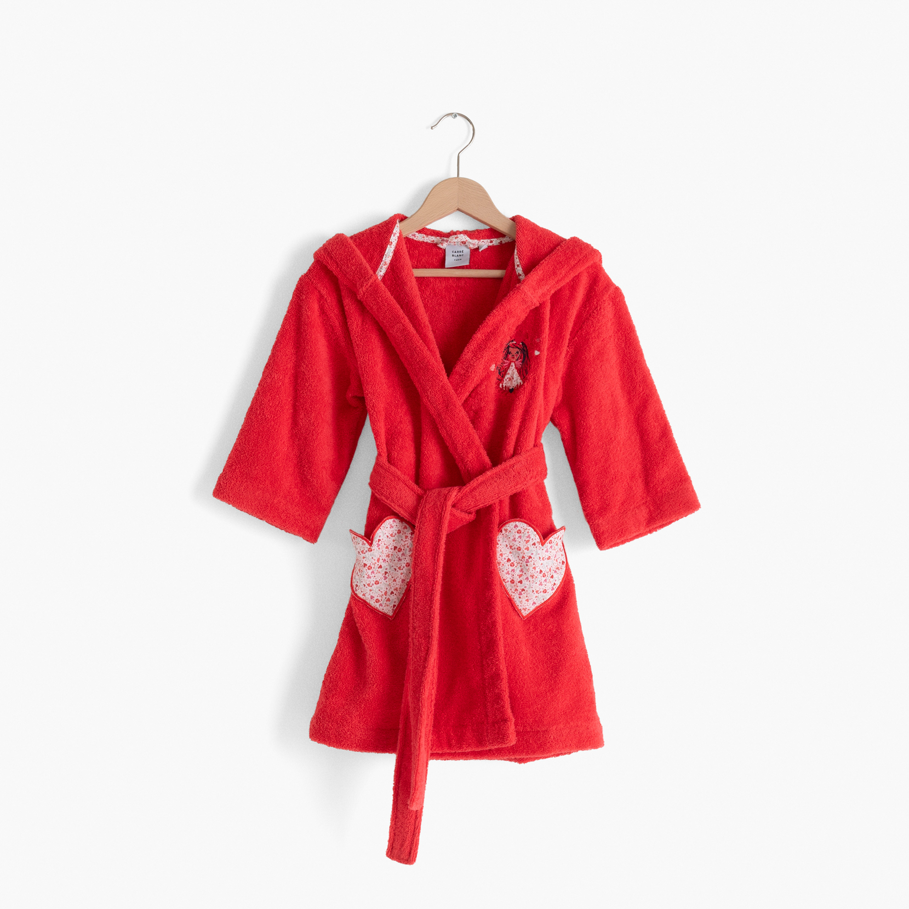 Children's bathrobe organic cotton Mes rêves soft red