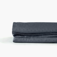 Drap de lit satin de coton jacquard pois et rayures Prestige bleu nuit