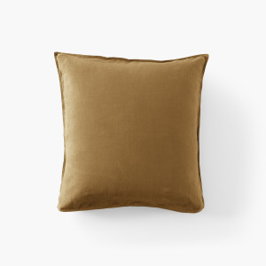 Songe bronze square pillow case in washed linen and cotton