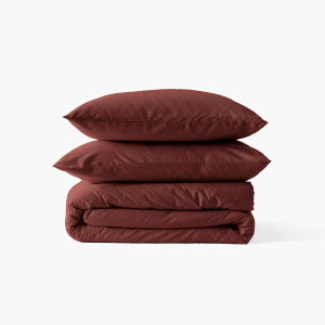 Parure de lit satin de coton lavé bio Quartz barolo