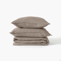 Parure de lit lin et coton lavé Songe taupe
