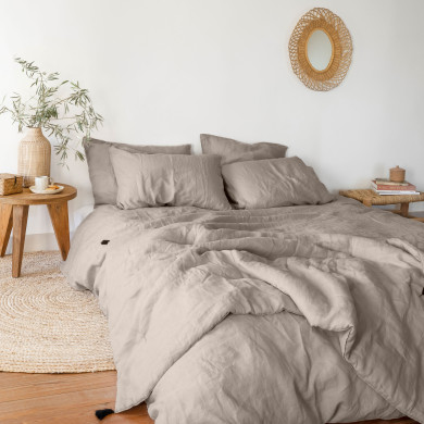 Linen and washed cotton comforter cover Songe grège