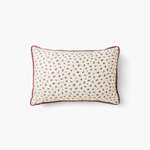 Taie d'oreiller rectangulaire gaze de coton Abelia acajou floral