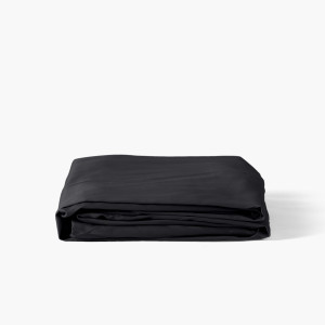 Drap housse satin de coton uni Prestige noir