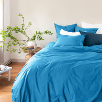 Housse de couette percale de coton Neo azur
