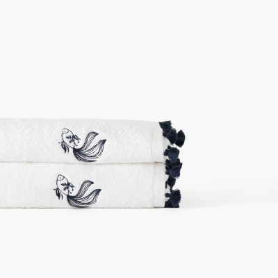 Drap de bain coton et viscose de bambou Demi Lune blanc