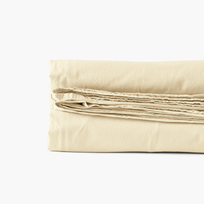 Drap de lit coton lavé bio Souffle jaune pastel