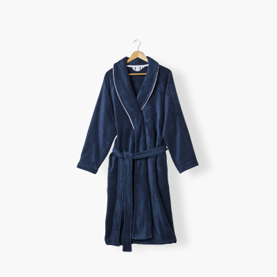 Peignoir mixte Sasha Marine et blanc coton