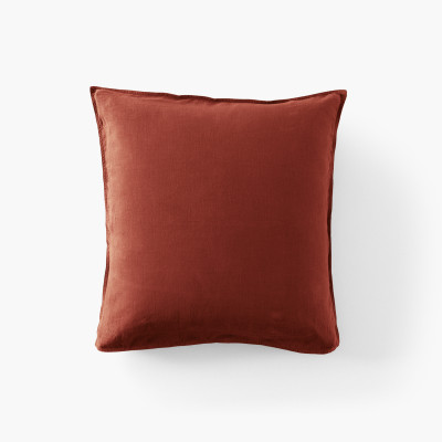Songe Acajou square pillowcase in washed linen and cotton
