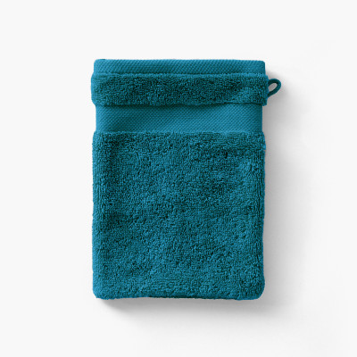 Cotton washcloth Lola II peacock blue