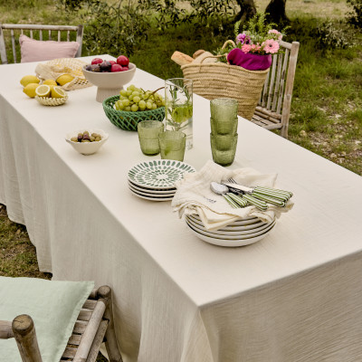 Rectangular tablecloth cotton gauze Envolée vanille