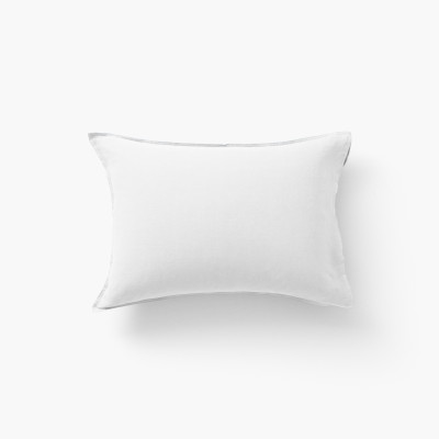 Taie d'oreiller rectangulaire lin et coton lavé Songe blanc