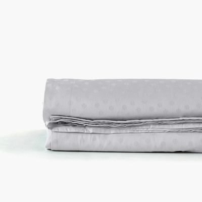 Drap de lit satin de coton jacquard pois et rayures Prestige tourterelle