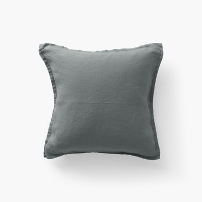 Housse de coussin lin lavé Songe kaki cendré