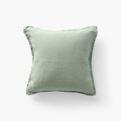 Housse de coussin lin lavé Songe eucalyptus