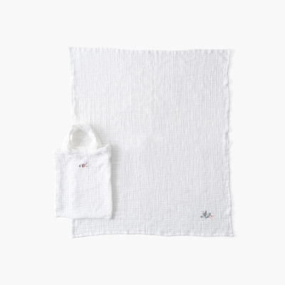Maxi lange gaze de coton bio Jardine blanc