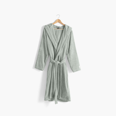 Peignoir homme à capuche uni coton biologique Osmose lichen