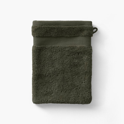 Lola II khaki green cotton washcloth