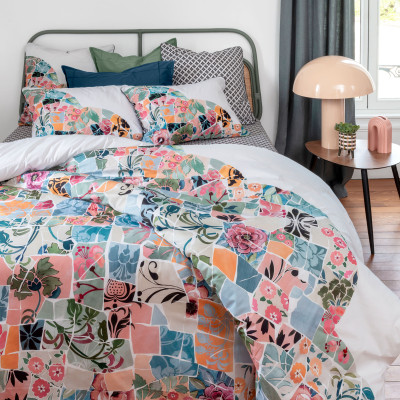 Reversible Duvet Cover Cotton Percale Azulejos