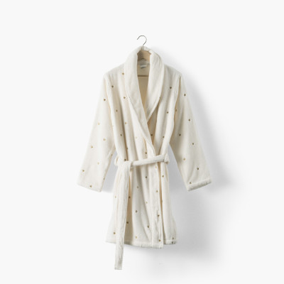Peignoir coton femme Zephire ivoire coeur