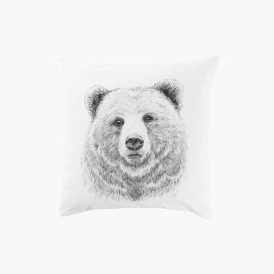 Taie d'oreiller carrée réversible percale de coton Grizzli