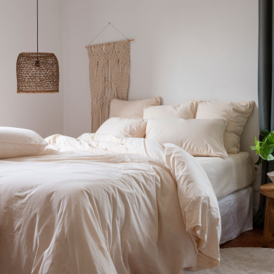 Duvet cover pure organic washed cotton Souffle vanille