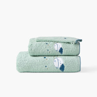Parure de bain coton bio Bienvenue amande