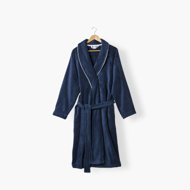 Navy and white cotton Sasha mixed bathrobe