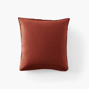 Songe Acajou square pillowcase in washed linen and cotton