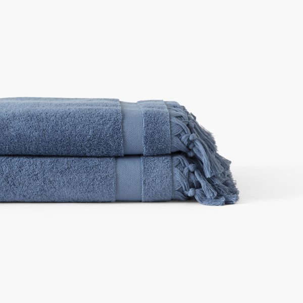 Madeleine indigo cotton terry bath towel