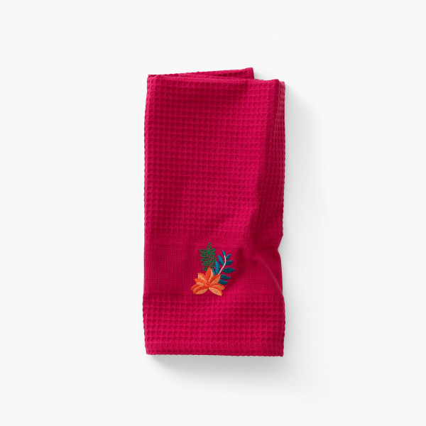 Macouba raspberry honeycomb cotton tea towel