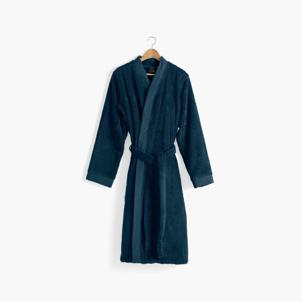 Roméo blue soft cotton bathrobe for men