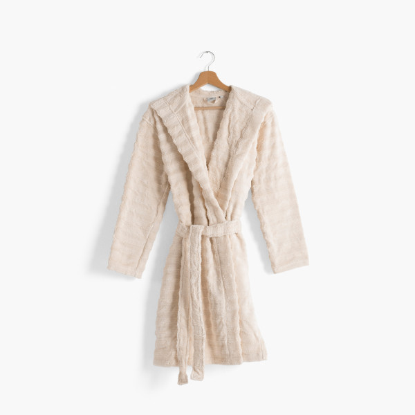 Women's cotton hooded bathrobe Papyrus vanilla