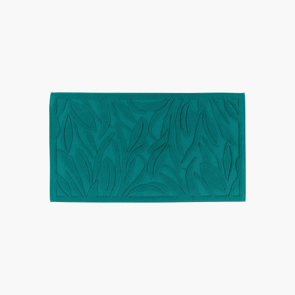 Calathea green cotton bath mat