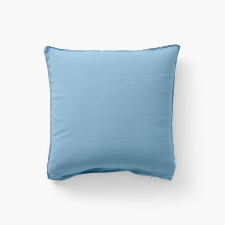 Songe Baltic blue square pillow case in linen and washed cotton