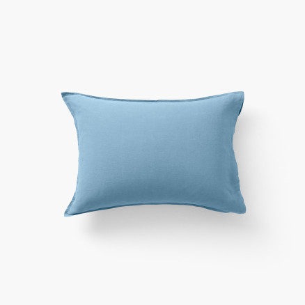 Songe Baltic blue rectangular pillow case in linen and washed cotton