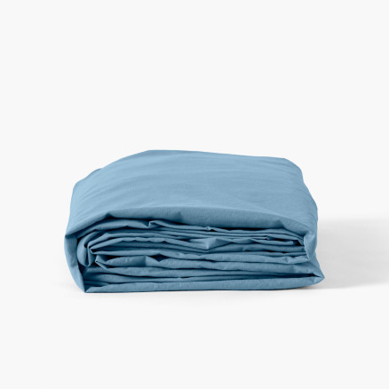 Fitted sheet washed cotton Songe Baltic blue