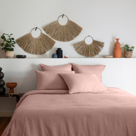 Songe duvet cover in ash pink linen and washed cotton